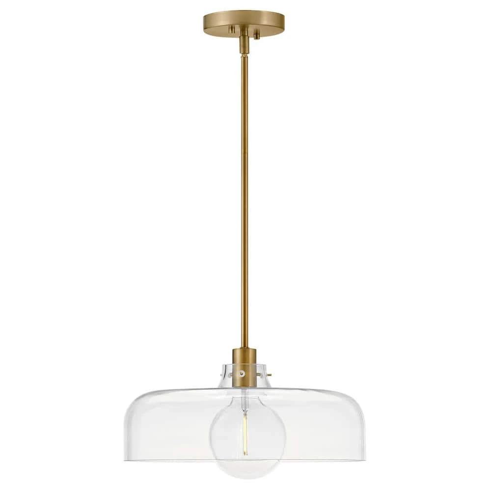 Maisie 1-Light Lacquered Brass Shaded Pendant Light With =Shade. 3 Maisie 1-Light Lacquered Brass Shaded Pendant Light With =Shade.