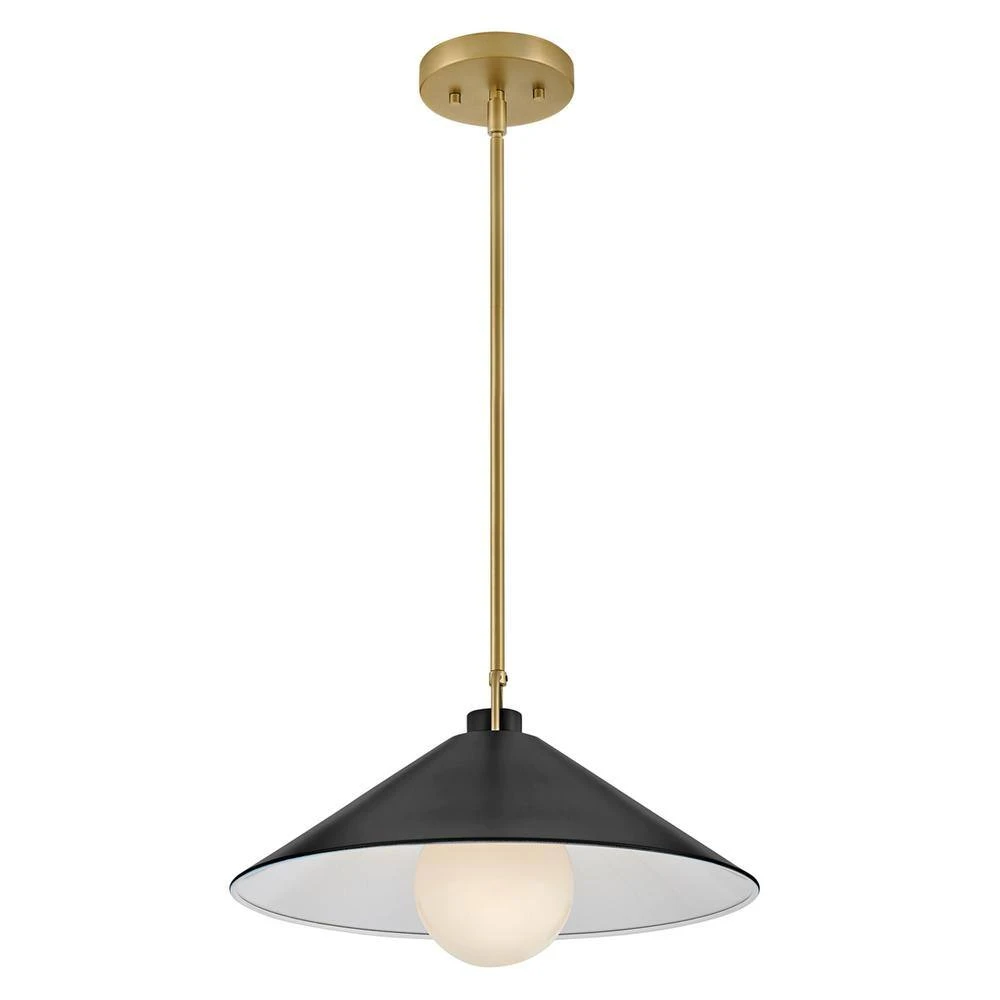 Milo Lacquered Brass + Black Conical Shade Pendant Light 6 Milo Lacquered Brass + Black Conical Shade Pendant Light - Image 4