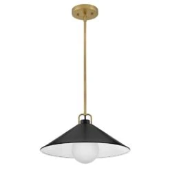 Milo Lacquered Brass + Black Conical Shade Pendant Light 14 Milo Lacquered Brass + Black Conical Shade Pendant Light -Lamp Parts lacquered brass with black accents lark pendant lights 84437lcb bk 44 1000