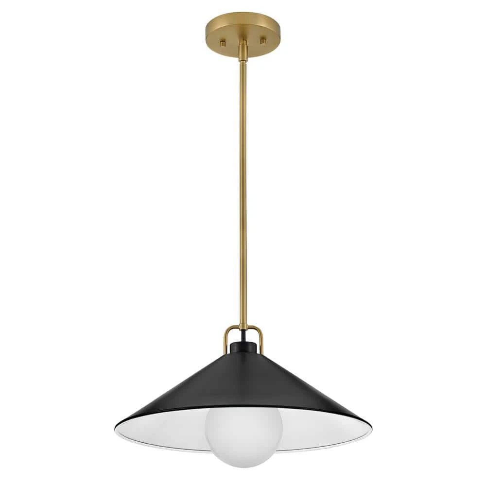 Milo Lacquered Brass + Black Conical Shade Pendant Light 7 Milo Lacquered Brass + Black Conical Shade Pendant Light - Image 5