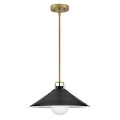 Milo Lacquered Brass + Black Conical Shade Pendant Light 12 Milo Lacquered Brass + Black Conical Shade Pendant Light -Lamp Parts lacquered brass with black accents lark pendant lights 84437lcb bk 4f 1000
