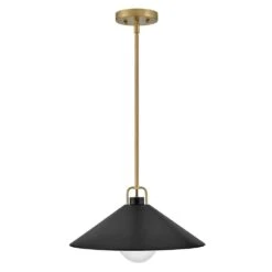 Milo Lacquered Brass + Black Conical Shade Pendant Light 15 Milo Lacquered Brass + Black Conical Shade Pendant Light -Lamp Parts lacquered brass with black accents lark pendant lights 84437lcb bk fa 1000