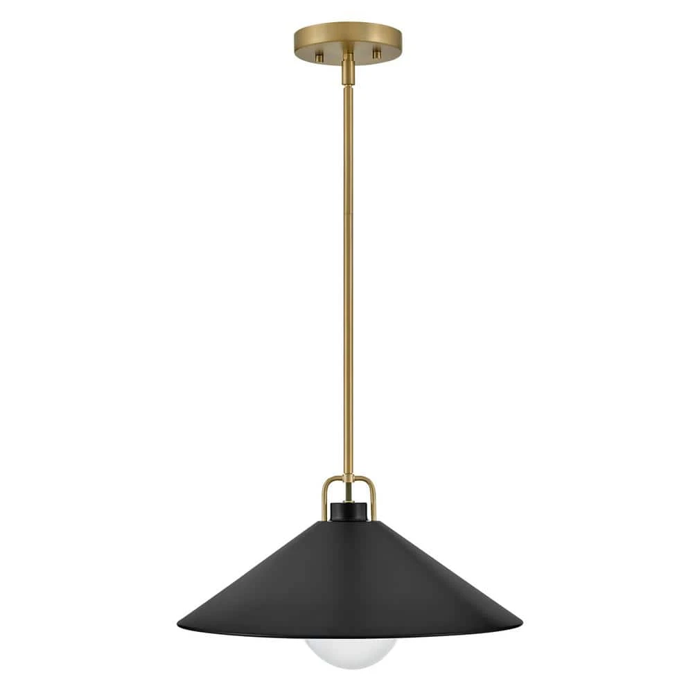 Milo Lacquered Brass + Black Conical Shade Pendant Light 8 Milo Lacquered Brass + Black Conical Shade Pendant Light - Image 6