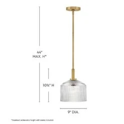 Lisette 1-Light Lacquered Brass Pendant Light -Lamp Parts lacquered brass with clear shade lark pendant lights 83727lcb 76 1000