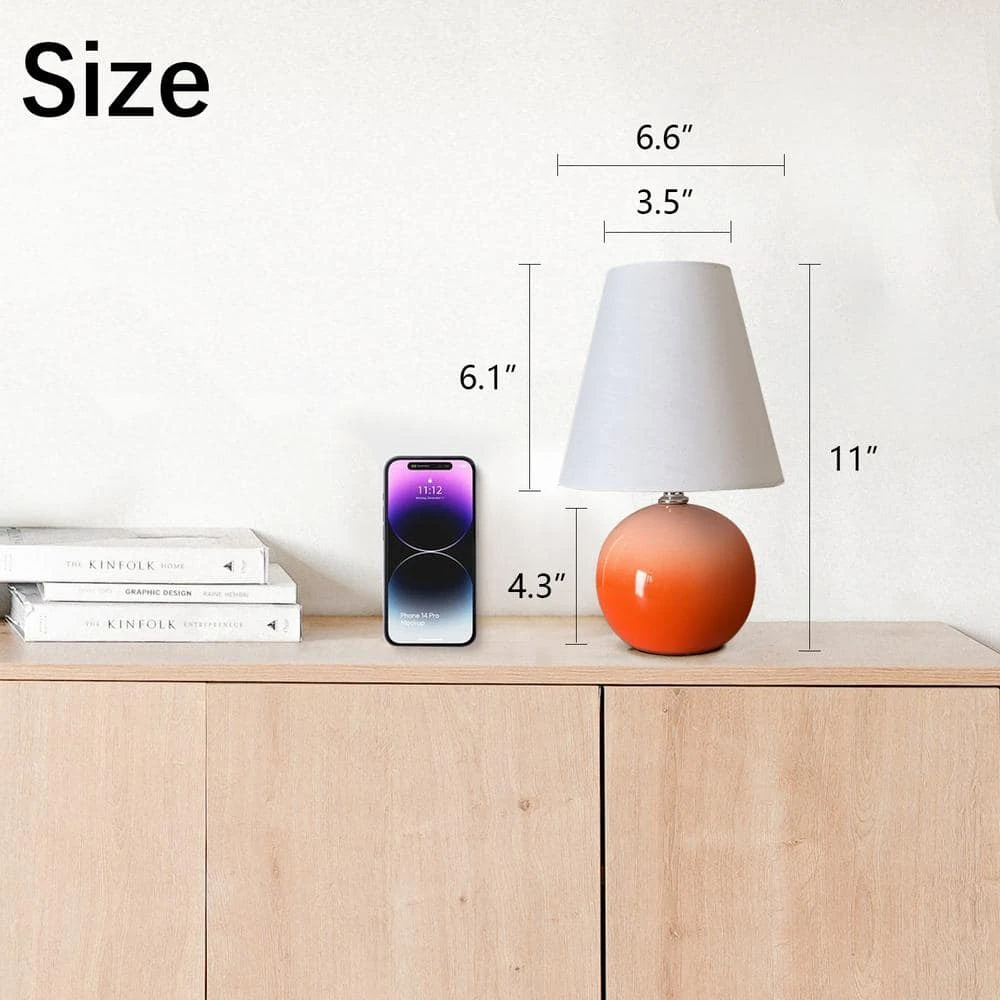 11 In. Orange Gradient Ceramic Table Lamps (Set Of 2) 7 11 In. Orange Gradient Ceramic Table Lamps (Set Of 2) - Image 5