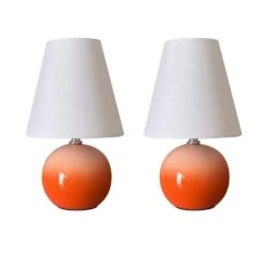 11 In. Orange Gradient Ceramic Table Lamps (Set Of 2)