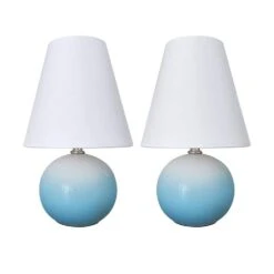 11 In. Blue Gradient Ceramic Table Lamps (Set Of 2)