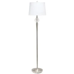 63 In. Brushed Nickel Torchiere Table And Floor Lamp Set With 2 Table Lamps And 1 Floor Lamp, (Set Of 3) -Lamp Parts lamp sets lc1021 bsn 1f 1000