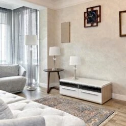 63 In. Brushed Nickel Torchiere Table And Floor Lamp Set With 2 Table Lamps And 1 Floor Lamp, (Set Of 3) -Lamp Parts lamp sets lc1021 bsn 31 1000