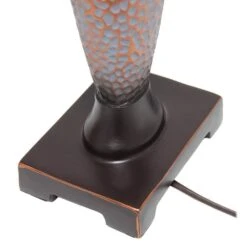 58 In. Hammered Bronze Traditional Valdivian 3 Piece Metal Lamp Set (2 Table Lamps, 1 Floor Lamp) With Brown Shades -Lamp Parts lamp sets lhs 1001 hz 1d 1000