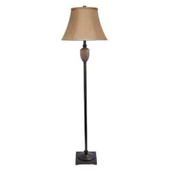 58 In. Hammered Bronze Traditional Valdivian 3 Piece Metal Lamp Set (2 Table Lamps, 1 Floor Lamp) With Brown Shades -Lamp Parts lamp sets lhs 1001 hz 66 1000