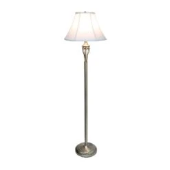 60 In. Antique Brass Roma Classic 3 Piece Metal Lamp Set (2 Table Lamps, 1 Floor Lamp) With White Shades -Lamp Parts lamp sets lhs 1002 ab 66 1000