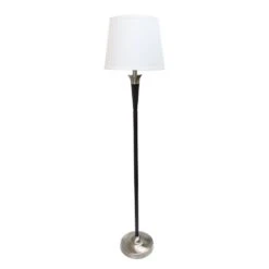 58 .5 In. Malbec Black And Brushed Nickel 3 Piece Metal Lamp Set (2 Table Lamps, 1 Floor Lamp) With Cream Shades -Lamp Parts lamp sets lhs 1006 ml 44 1000