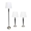 58 .5 In. Malbec Black And Brushed Nickel 3 Piece Metal Lamp Set (2 Table Lamps, 1 Floor Lamp) With Cream Shades -Lamp Parts lamp sets lhs 1006 ml 64 1000