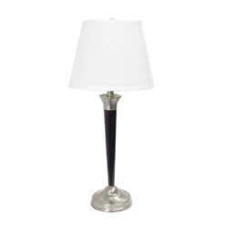 58 .5 In. Malbec Black And Brushed Nickel 3 Piece Metal Lamp Set (2 Table Lamps, 1 Floor Lamp) With Cream Shades -Lamp Parts lamp sets lhs 1006 ml 76 1000