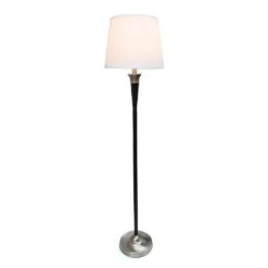 58 .5 In. Malbec Black And Brushed Nickel 3 Piece Metal Lamp Set (2 Table Lamps, 1 Floor Lamp) With Cream Shades -Lamp Parts lamp sets lhs 1006 ml fa 1000