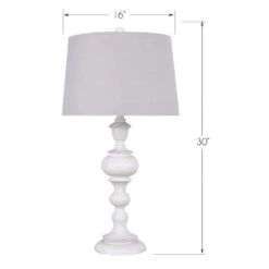 30 In. Distressed Off-White Polyresin Table Lamps With Taupe Linen Shades (2-Pack) -Lamp Parts lamp sets pt90848b 1f 1000
