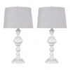 30 In. Distressed Off-White Polyresin Table Lamps With Taupe Linen Shades (2-Pack) -Lamp Parts lamp sets pt90848b 64 1000