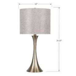 24.25 In. Gold Plated Table Lamps With Sparkly Golden Linen Shades (2-Pack) -Lamp Parts lamp sets st90654cl 1f 1000