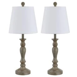 59 In. Retro Table Lamps And Floor Lamp Set Of 3 With Handmade Painted Wood Finish -Lamp Parts lamp sets wbls t004 pw 1f 1000