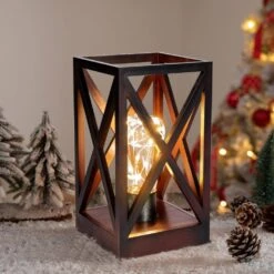 8.9 In. Retro Battery Powered Indoor Table Lamps, Brown Red Finish -Lamp Parts lamp sets wbtl jh12 br 66 1000