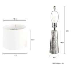 26 In. Hammered Metal Table Lamps (Set Of 2) -Lamp Parts lavish home lamp sets hw1000038 44 1000