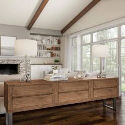 28.75 In. Antique Silver Greek Key Design LED Table Lamps With Ivory Shades (Set Of 2) -Lamp Parts lavish home lamp sets hw1000059 c3 1000