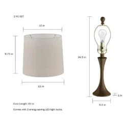 24.5 In. Bronze Mid-Century Modern Metal Flared Trumpet Base LED Table Lamps (Set Of 2) 13 24.5 In. Bronze Mid-Century Modern Metal Flared Trumpet Base LED Table Lamps (Set Of 2) -Lamp Parts lavish home lamp sets hw1000063 44 1000