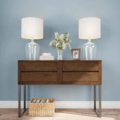 26 In. Ivory Modern Cloche Style Glass LED Table Lamps (Set Of 2) -Lamp Parts lavish home lamp sets hw1000069 31 1000