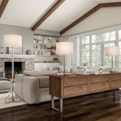 28.75 In. Antique Silver Greek Key Design LED Table Lamps And 64 In. Floor Lamp With Ivory Shades (Set Of 3) -Lamp Parts lavish home lamp sets hw1000070 e1 1000