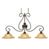 Golden Lighting Ocatavia Collection 3-Light Leather Crackle Island Pendant
