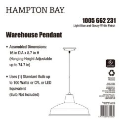 1-Light Light Blue Warehouse Pendant With Metal Shade -Lamp Parts light blue hampton bay pendant lights af 1032r ltb 44 1000