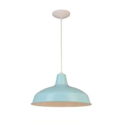 1-Light Light Blue Warehouse Pendant With Metal Shade