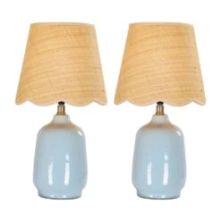 18.9 In. Blue End Table Lamps For Living Room And Bedroom (Set Of 2）