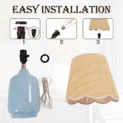 18.9 In. Blue End Table Lamps For Living Room And Bedroom (Set Of 2） -Lamp Parts light blue pia ricco table lamps 2002lb 2pk 66 1000