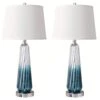 27.5 In. Blue Table Lamps Set Of 2 With Touch Control Modern Glass Bedside Lamps With USB A Plus C Ports 3-Way Dimmable -Lamp Parts light blue rottogoon table lamps qmlp050bl2 64 1000