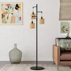 65 In. Light Brown Farmhouse Standing Tree Floor Lamps With Rattan Shades 17 65 In. Light Brown Farmhouse Standing Tree Floor Lamps With Rattan Shades -Lamp Parts light brown pia ricco floor lamps 1jay 62431 31 1000