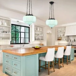 12 -Watt 1 Light Light Green Schoolhouse Pendant Light With Mint Green Glass Shade For Bedroom,No Bulbs Included -Lamp Parts light green adsensty pendant lights h5 4blg zd00183 40 1000