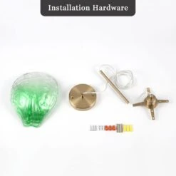 60 -Watt 1-Light Light Green Pendant Light With Glass Shade, Hanging Vintage Ceiling Light Fixture -Lamp Parts light green adsensty pendant lights hd 1 brlg d7005 4f 1000