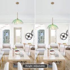 60 -Watt 1-Light Light Green Pendant Light With Glass Shade, Hanging Vintage Ceiling Light Fixture -Lamp Parts light green adsensty pendant lights hd 1 brlg d7005 77 1000