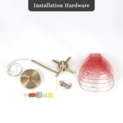 60 -Watt 1-Light Light Red Pendant Light With Glass Shade, Hanging Vintage Ceiling Light Fixture -Lamp Parts light red adsensty pendant lights hd 1 brlr d7005 4f 1000