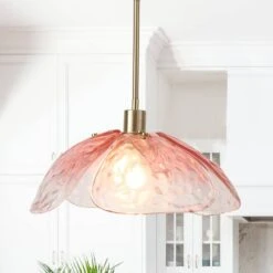 60 -Watt 1-Light Light Red Pendant Light With Glass Shade, Hanging Vintage Ceiling Light Fixture -Lamp Parts light red adsensty pendant lights hd 1 brlr d7005 66 1000