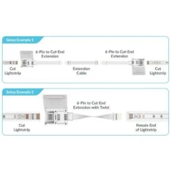 6-Pin To Cut-End Extension Connector For Philips Hue Lightstrip Plus (2 In. 4-Pack, White - Micro 6-Pin V4) -Lamp Parts litcessory under cabinet lighting accessories hue aus 6ptocut 50mm w04 1f 1000