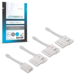 6-Pin To Cut-End Extension Connector For Philips Hue Lightstrip Plus (2 In. 4-Pack, White - Micro 6-Pin V4)