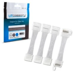 Cut-End To Cut-End Extension Connector For Philips Hue Lightstrip Plus (2 In, 4-Pack, White - STandARD 6-PIN V3)