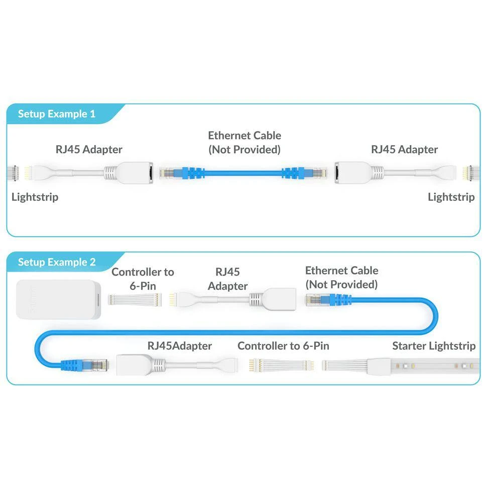RJ45 To 6-Pin Ethernet Cable Adapter For Philips Hue Lightstrip Plus (4-Pack - 2 Pairs, White - Standard 6-Pin V3) 5 RJ45 To 6-Pin Ethernet Cable Adapter For Philips Hue Lightstrip Plus (4-Pack - 2 Pairs, White - Standard 6-Pin V3) - Image 3