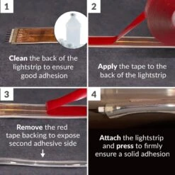 Lightstrip Mounting Tape (16 Ft.) For Mounting All Brands Of Light Strips - Strong, Removable, Double Sided Tape 12 Lightstrip Mounting Tape (16 Ft.) For Mounting All Brands Of Light Strips - Strong, Removable, Double Sided Tape -Lamp Parts litcessory under cabinet lighting accessories lit aus tape 5m c01 44 1000