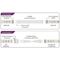 Flexible Corner Connector/Extension Cable For Philips Wiz LED Light Strips (2 In. 4-Pack, White) -Lamp Parts litcessory under cabinet lighting accessories wiz aus cornerflex w04a 1f 1000