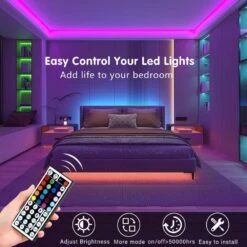 130 Ft. Smart App Music Sync Color Changing RGB Bluetooth LED Plug-in Strip Light With Remote For Bedroom, Home Decor -Lamp Parts lukyamzn led strip lights ph00527b474 1f 1000