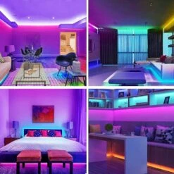 130 Ft. Smart App Music Sync Color Changing RGB Bluetooth LED Plug-in Strip Light With Remote For Bedroom, Home Decor -Lamp Parts lukyamzn led strip lights ph00527b474 44 1000
